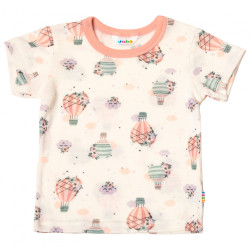 Joha merinowollen tshirt roze met luchtballonnen