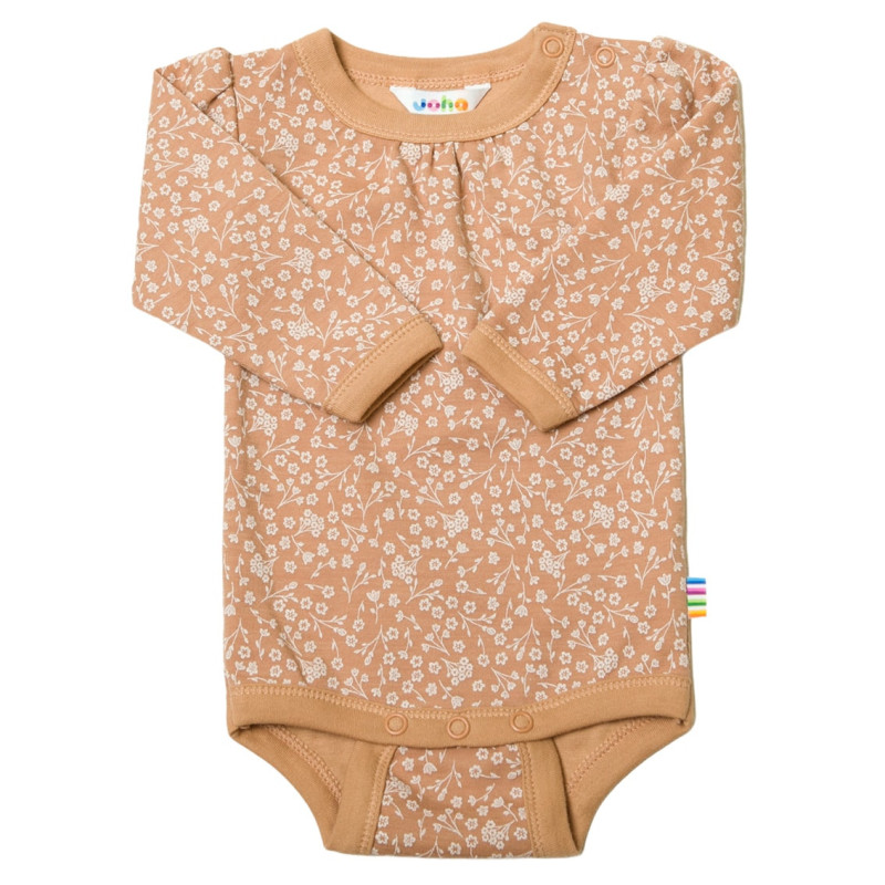 Joha outlet romper wol bamboe met bloemetjes roestzalm