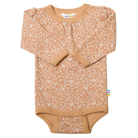Joha outlet romper wol bamboe met bloemetjes roestzalm