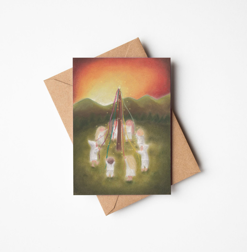 Postkaart met envelop Adventstuintje (De Druktuin)