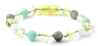 Lemon Amber Polished Bracelet Mixed With Labradorite, Quartz and Amazonite