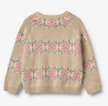 Wheat gebreide katoenen trui Alberte beige met bloemen