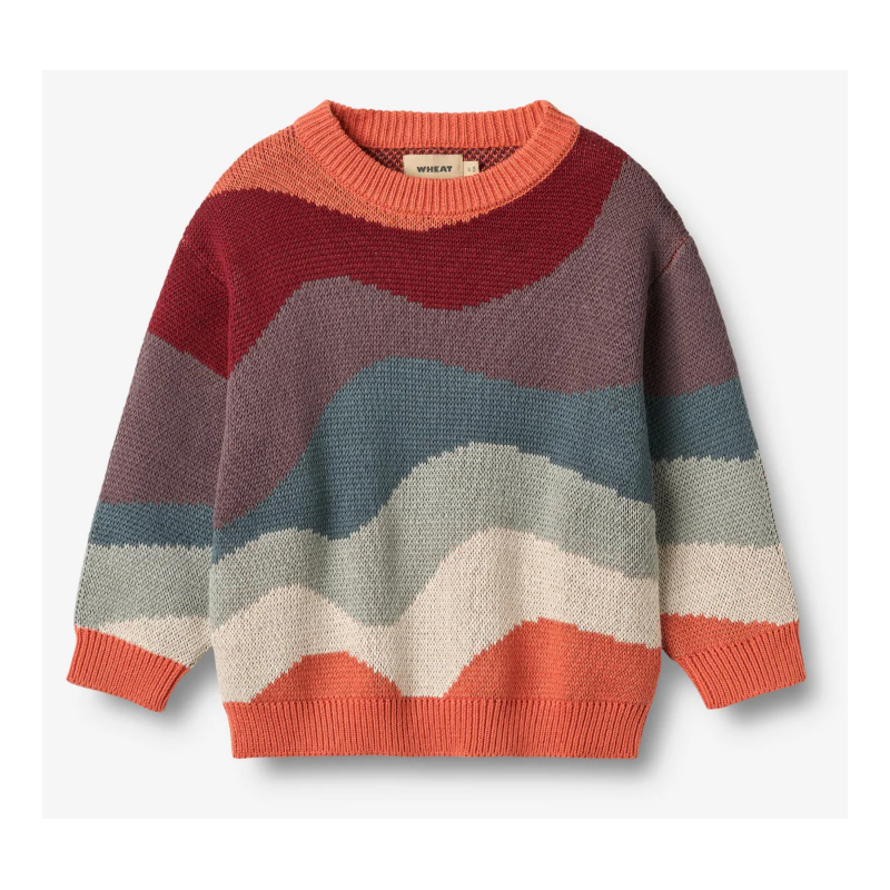 Wheat katoenen gebreide trui Knud met golven