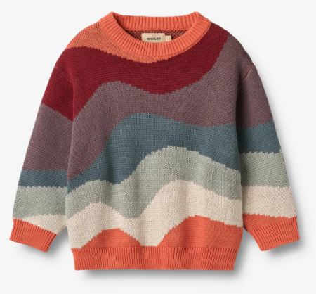 Wheat katoenen gebreide trui Knud met golven
