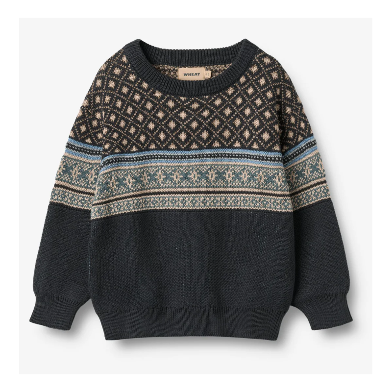 Wheat katoenen gebreide trui Knud met golven