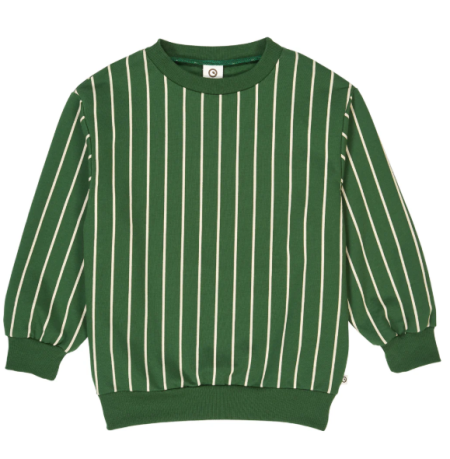 Musli katoenen trui groen met witte strepen