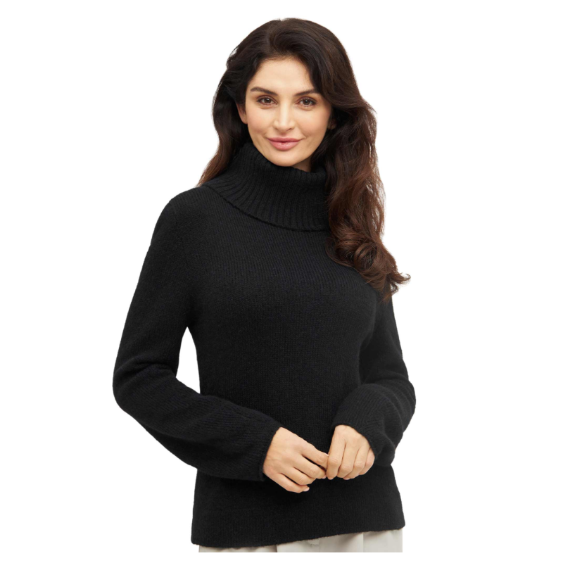 Apu kuntur Babyalpaca trui met rolkraag zwart