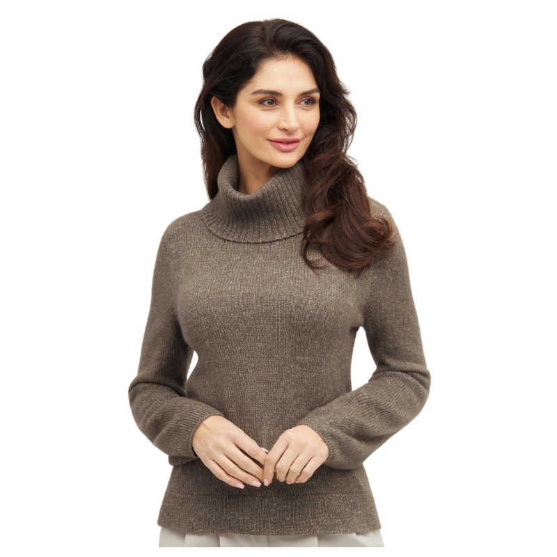 Apu kuntur Babyalpaca trui met rolkraag taupe