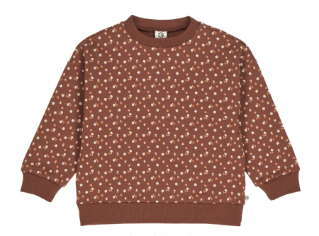 Musli katoenen sweatshirt bruin met bloemetjes