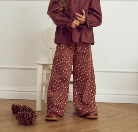 Musli katoenen flared broek bruin metb bloemetjes