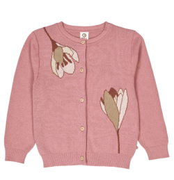 Müsli katoenen gebreide vest roze met bloemen