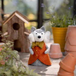 Sjaal met Verhaal decoratie wolf cognac