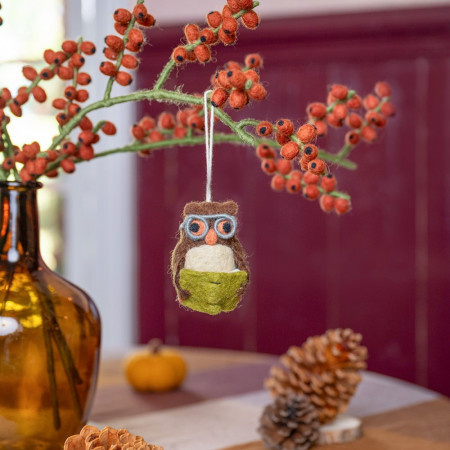 Sjaal met Verhaal indian summer hanger uil lichtgroen boek