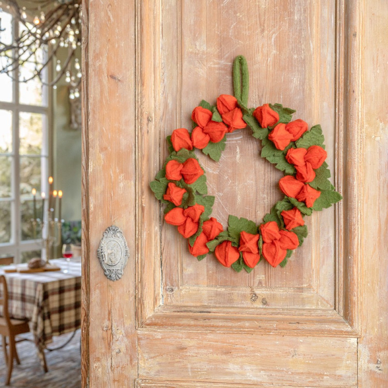 Sjaal met Verhaal wreath Physalis lampion