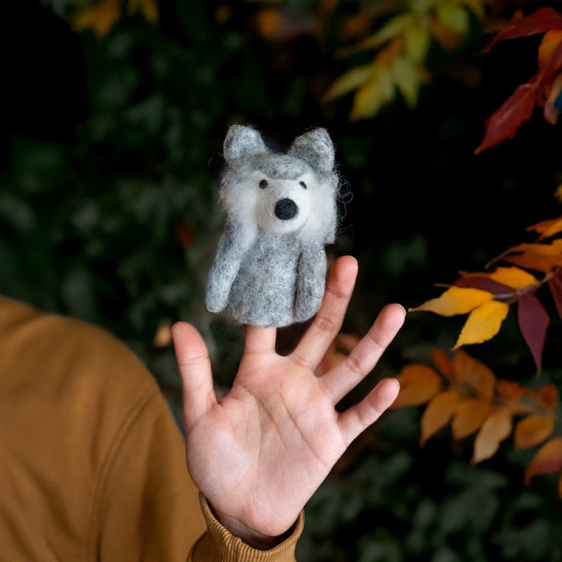 Sjaal met Verhaal vingerpoppetje wolf