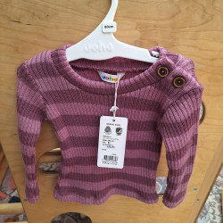 Joha outlet gebreid merinowollen trui roze/paars gestreept