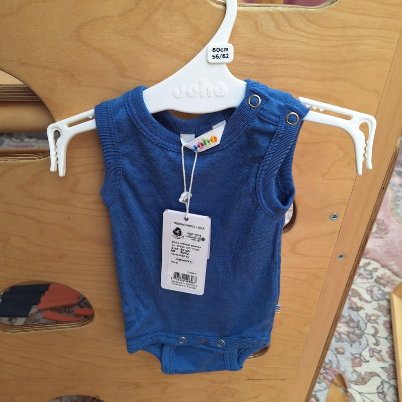 Joha outlet mouwloze romper wol/zijde blauw