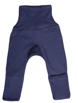 Cosilana broekje 70% wol 30% zijde met omslag om te vouwen tot maillot, navy