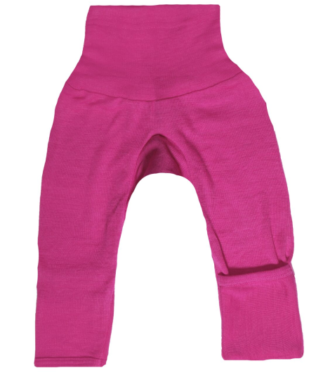 Cosilana broekje 70% wol 30% zijde met omslag om te vouwen tot maillot, roze