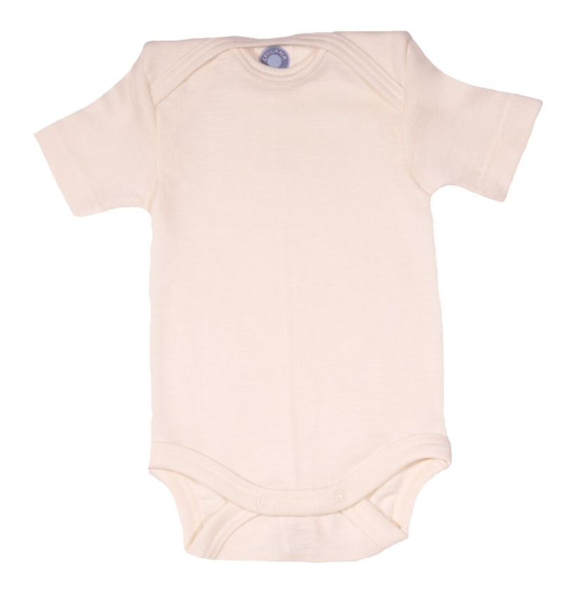 Cosilana korte mouw romper naturel 70% wol 30% zijde