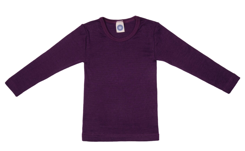 Cosilana lange mouw shirt 70% wol 30% zijde effen donkerpaars