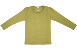 Cosilana lange mouw shirt 70% wol 30% zijde effen groen