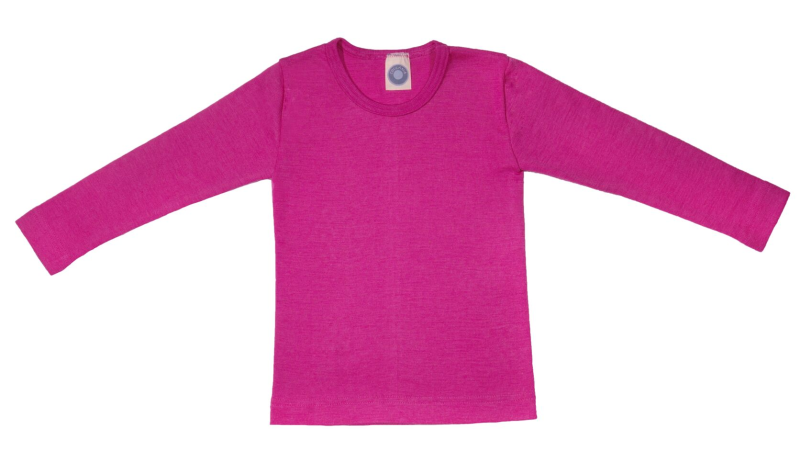 Cosilana lange mouw shirt 70% wol 30% zijde effen roze