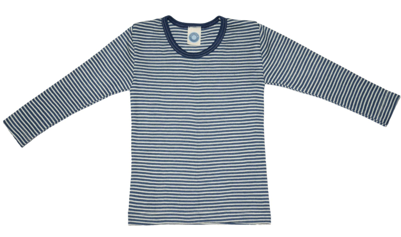 Cosilana lange mouw shirt 70% wol 30% zijde effen navy gestreept  (71233)