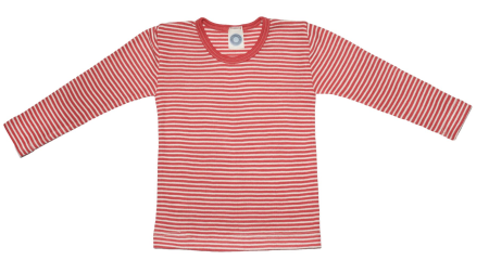 Cosilana lange mouw shirt 70% wol 30% zijde rood gestreept