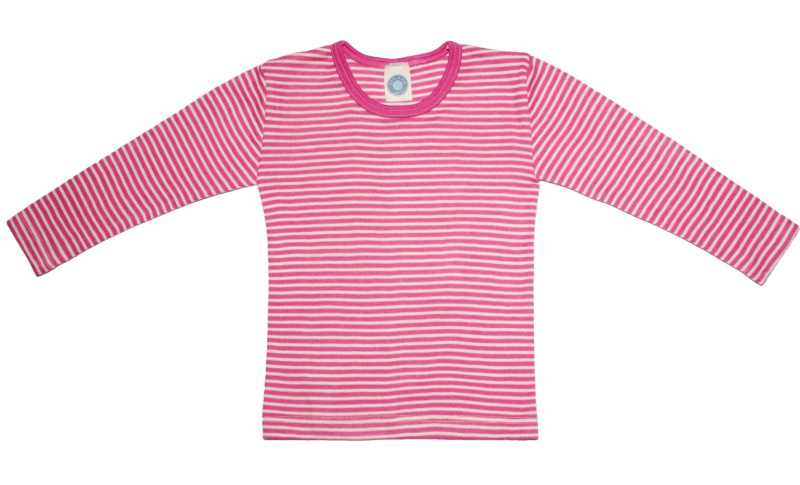 Cosilana lange mouw shirt 70% wol 30% zijde roze gestreept  (71233)