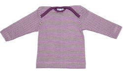 Cosilana envelope-neck vest long sleeve 70% wool 30% silk plum striped (71033)