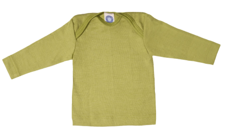 Cosilana lange mouw t-shirt met envelophals 70% wol 30% zijde  groen