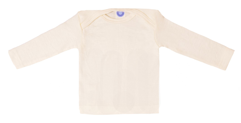 Cosilana lange mouw t-shirt met envelophals 70% wol 30% zijde  naturel