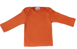 Cosilana lange mouw t-shirt met envelophals 70% wol 30% zijde  oranje