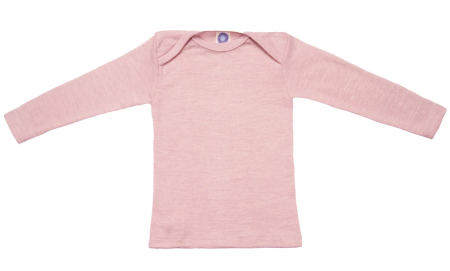 Cosilana lange mouw t-shirt met envelophals 70% wol 30% zijde  bruin gestreept (71033)