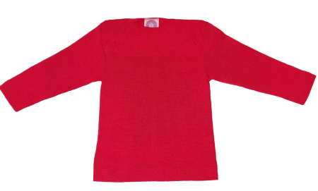 Cosilana envelope-neck vest long sleeve 70% wool 30% silk red (71033)