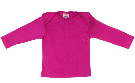 Cosilana lange mouw t-shirt met envelophals 70% wol 30% zijde  roze