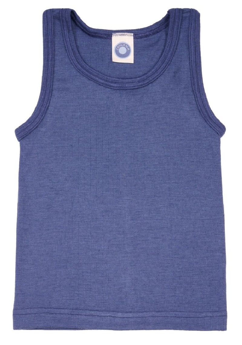 Cosilana mouwloos hemd 70% wol 30% zijde navy