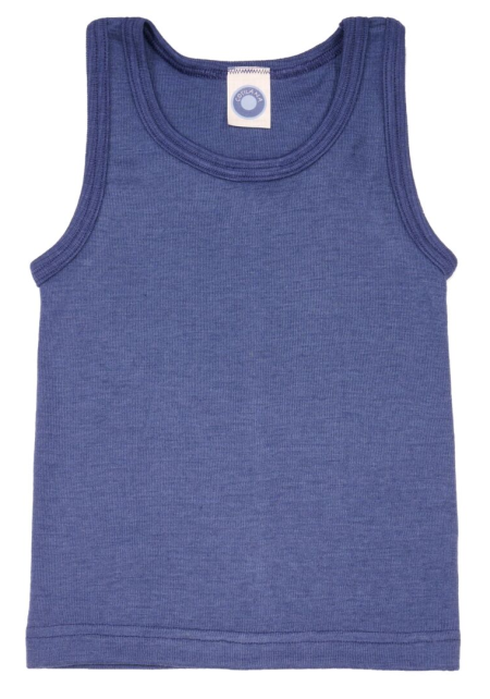 Cosilana sleeveless shirt 70% wool 30% silk blue (71230)