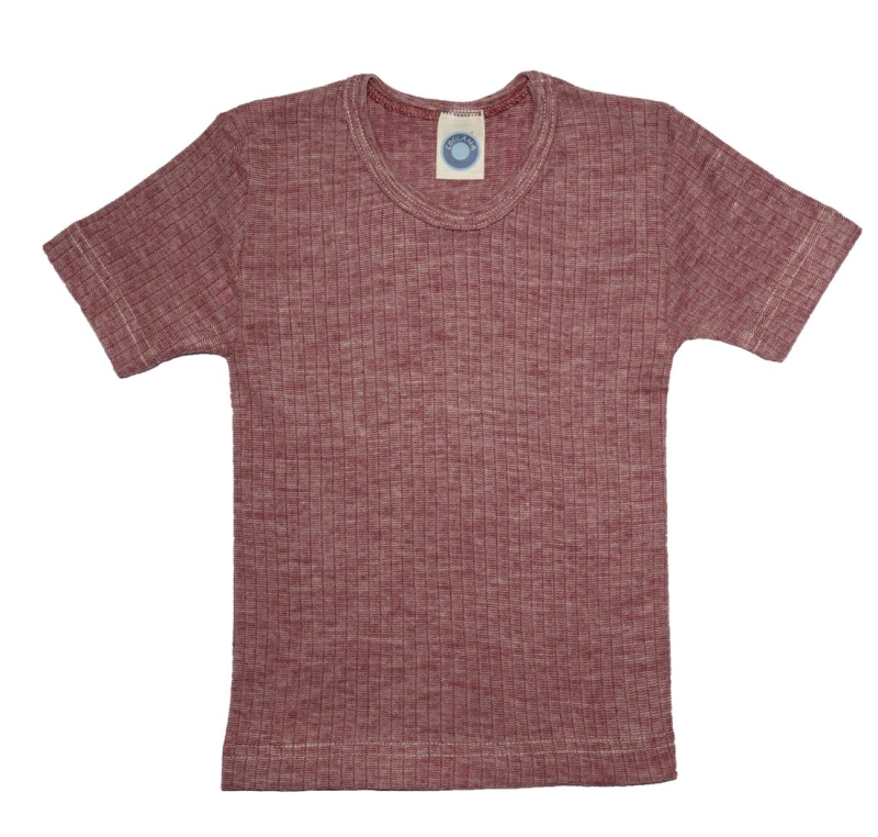 Cosilana short sleeve shirt cotton/wool/silk burgundy (91232)