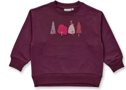 Sense Organics katoenen sweatshirt plum met bomen DARI