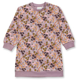 Sense Organics katoenen  sweaterstof jurk plum met boompjes JOLA
