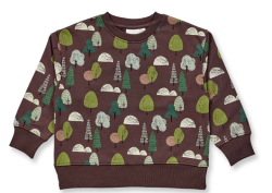 Sense Organics katoenen sweatshirt bruin met bomen DARI
