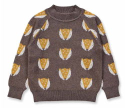 Sense Organics knitted sweater grey withb foxes