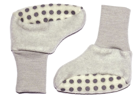 Cosilana wolkatoen fleece babyslofjes  lichtgrijs (48910)