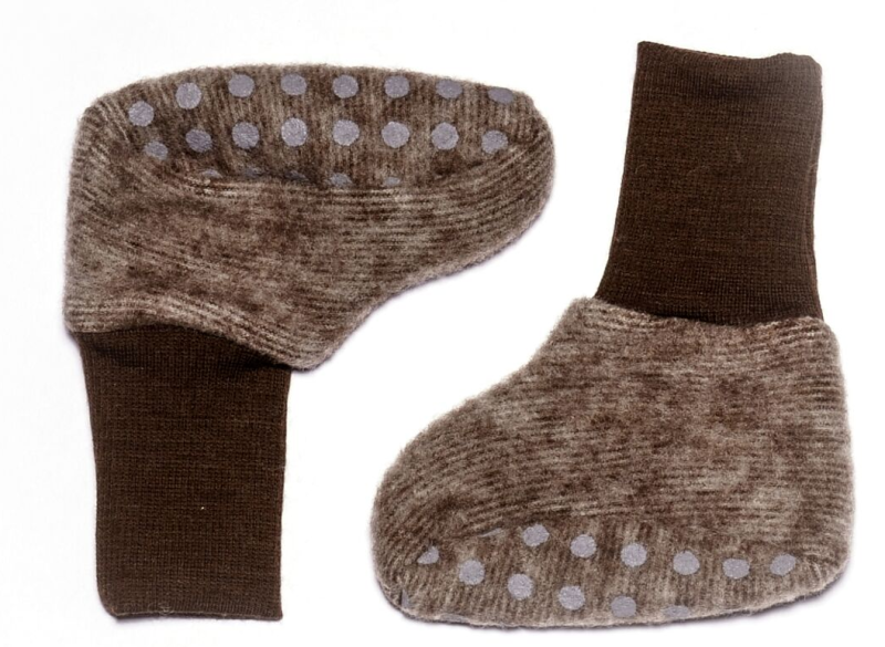 Cosilana baby boots made of woolcotton fleece  brown (48910)