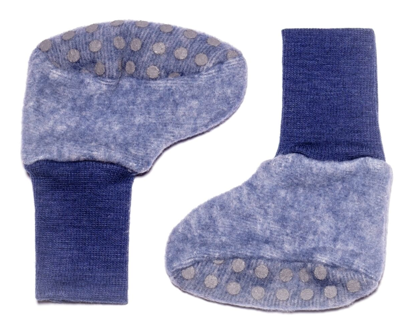 Cosilana wolkatoen fleece babyslofjes  navy  (48910)