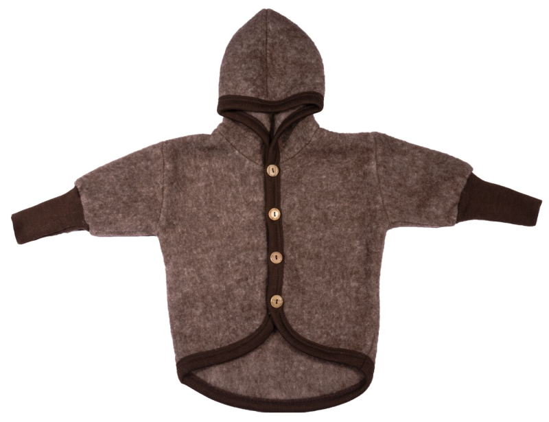 Cosilana woolcottonfleece jacket with hood brown (48930)