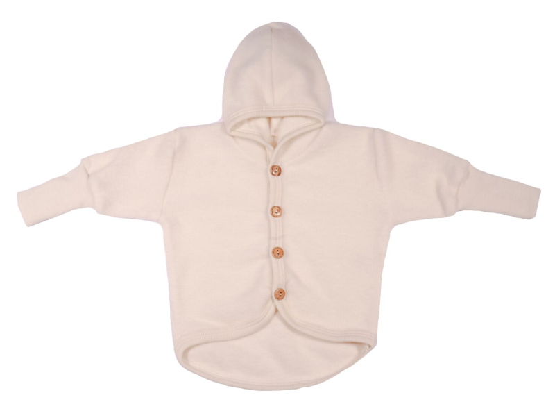 Cosilana woolcottonfleece jacket with hood natural  (48930)