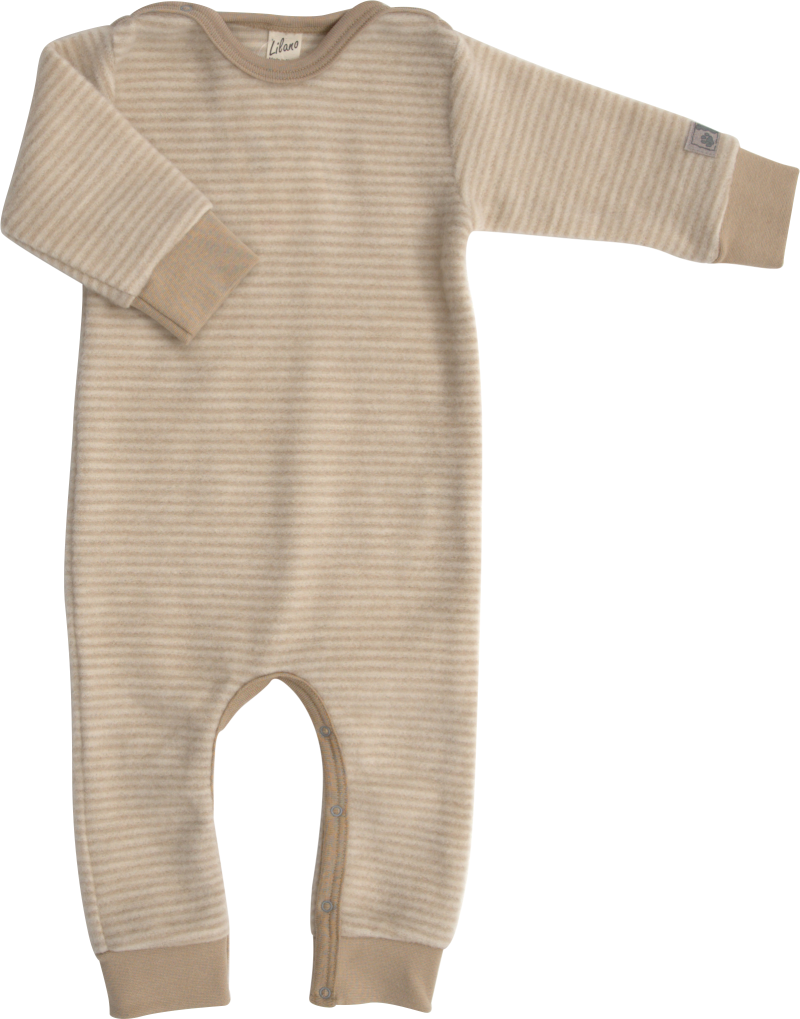 Lilano wol plush frottee jumpsuit zand gestreept (250024)